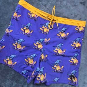 Neff Swim Trunks Frog Wizard Print Purple Orange Drawstring‎ Mens Size M